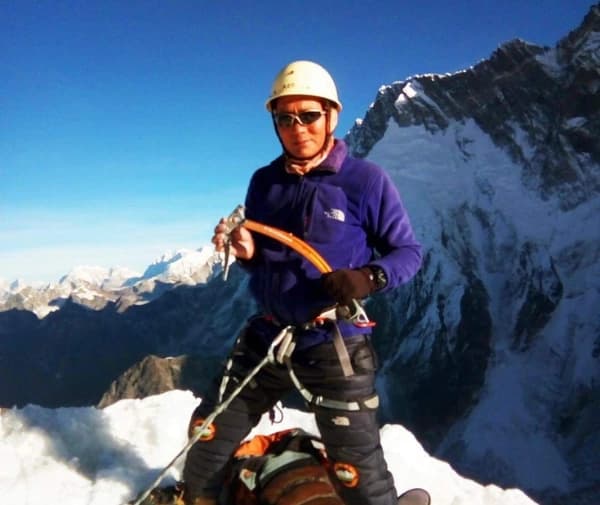 Mr. Pemba at the Island Peak summit in Nepal