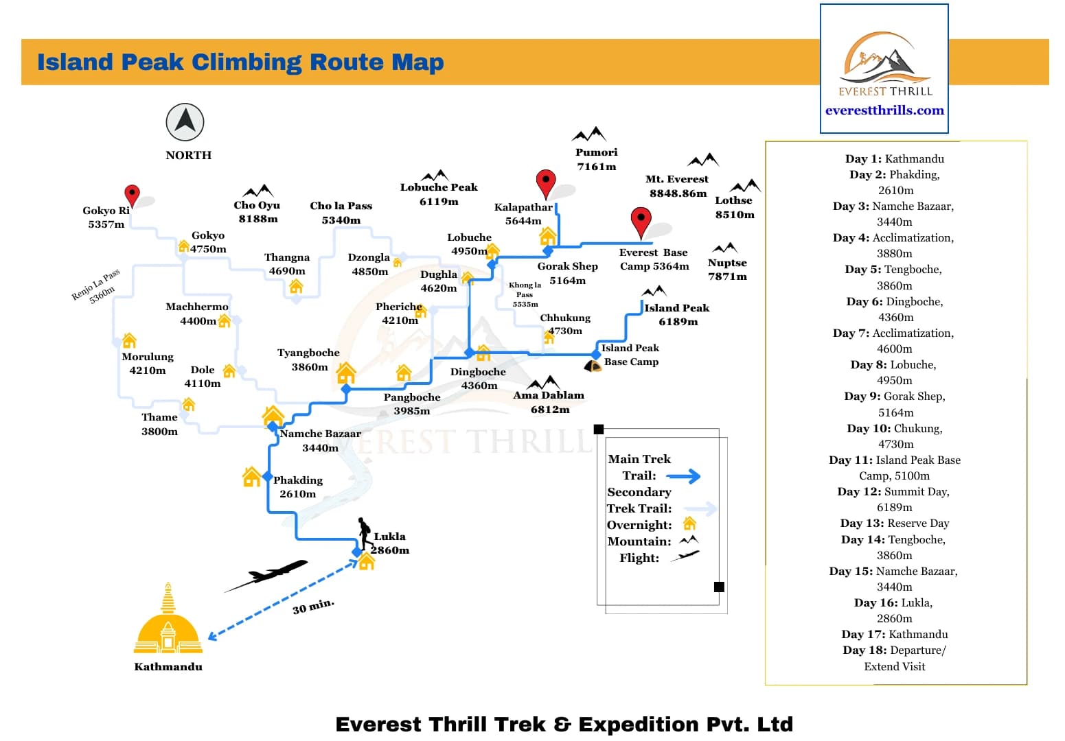 Island Peak Climbing Route Map