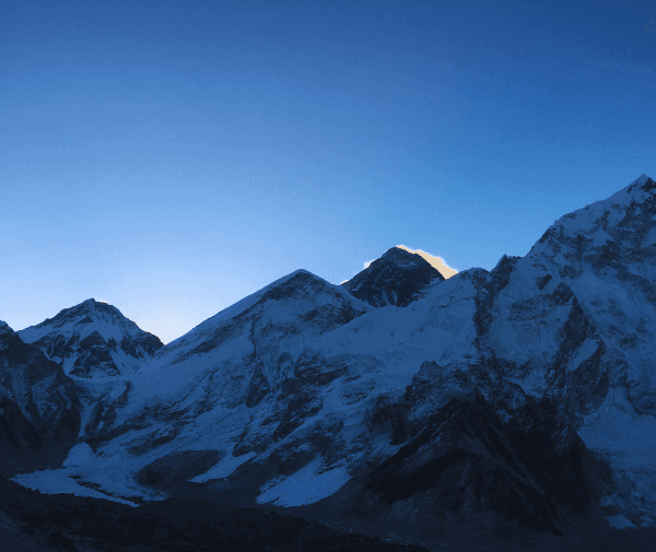 Early sunrise view over Everest from Kala Patthar in Nepal