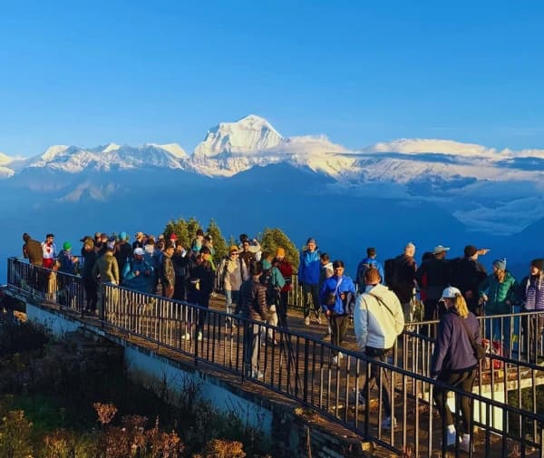 Magnificent sunrise view from Poon Hill