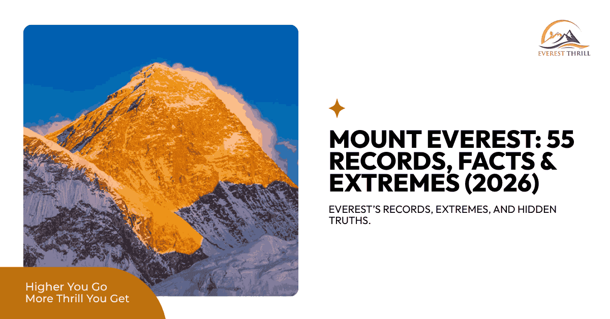 Mount Everest summit view in the Himalayas