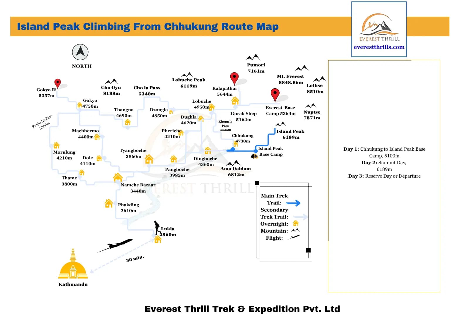 Island Peak Climbing from Chhukung Route Map to Imja Tse Summit