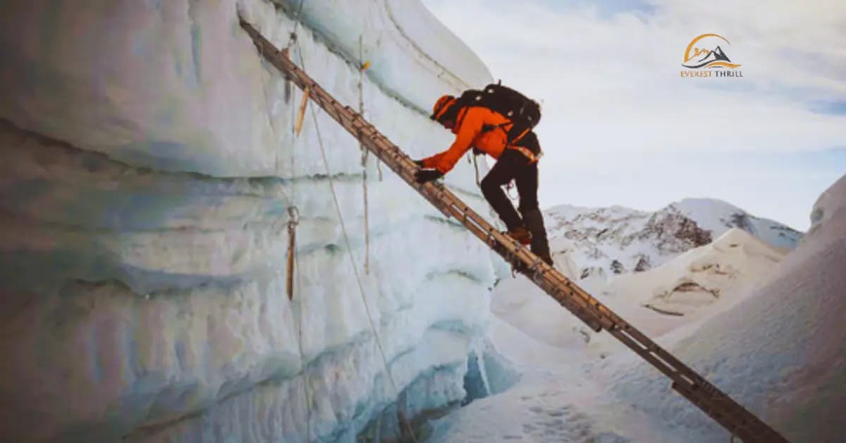 Ladder crossing during the Island Peak climb