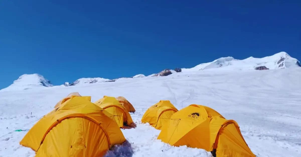 High camp tented accommodation during the Mera Peak Climbing